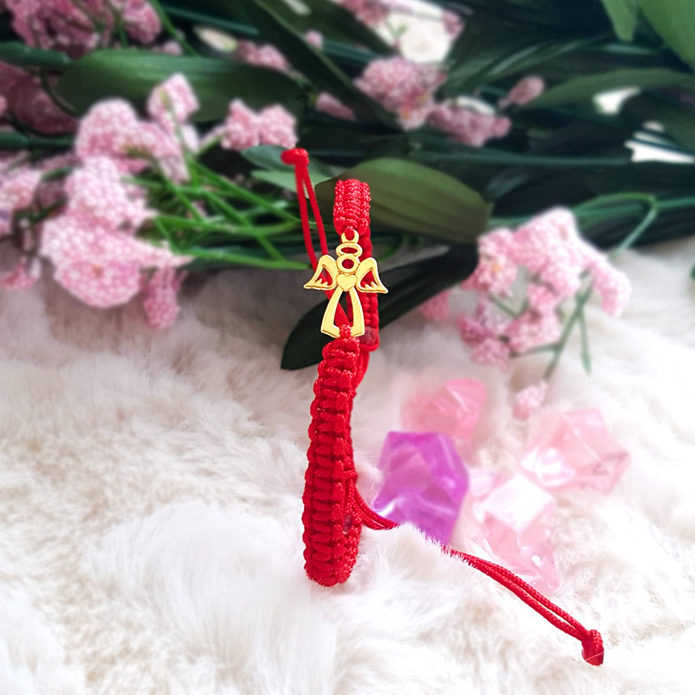 Bracciale Intrecciato - Angelo - Ciondolo in Oro 14K