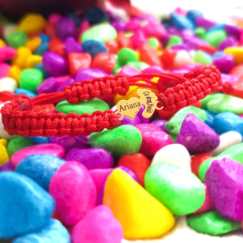 Bratara Impletita Personalizata - Inima & Piciorus Bebe din Aur 14K