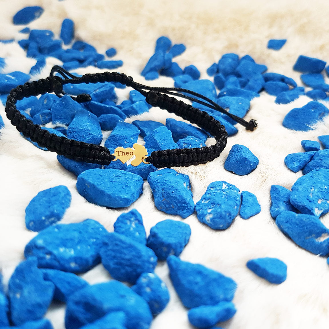 Bratara Impletita Personalizata - Inima & Piciorus Bebe din Aur 14K