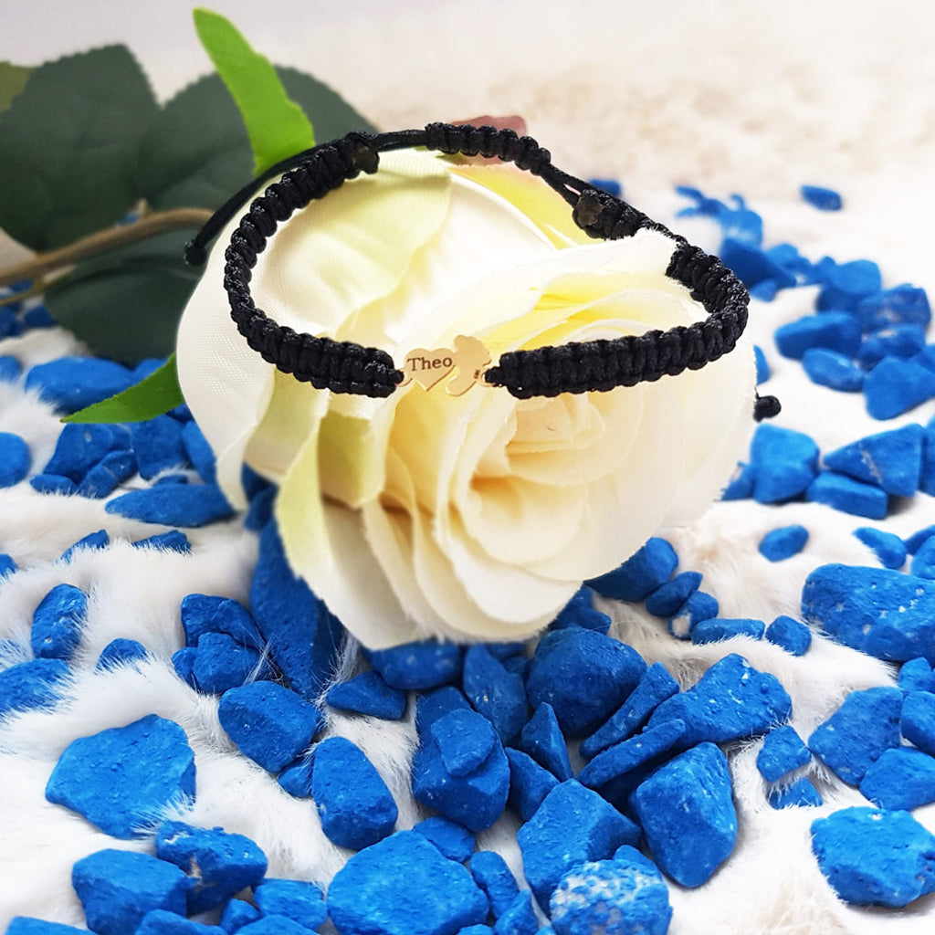 Bratara Impletita Personalizata - Inima & Piciorus Bebe din Aur 14K