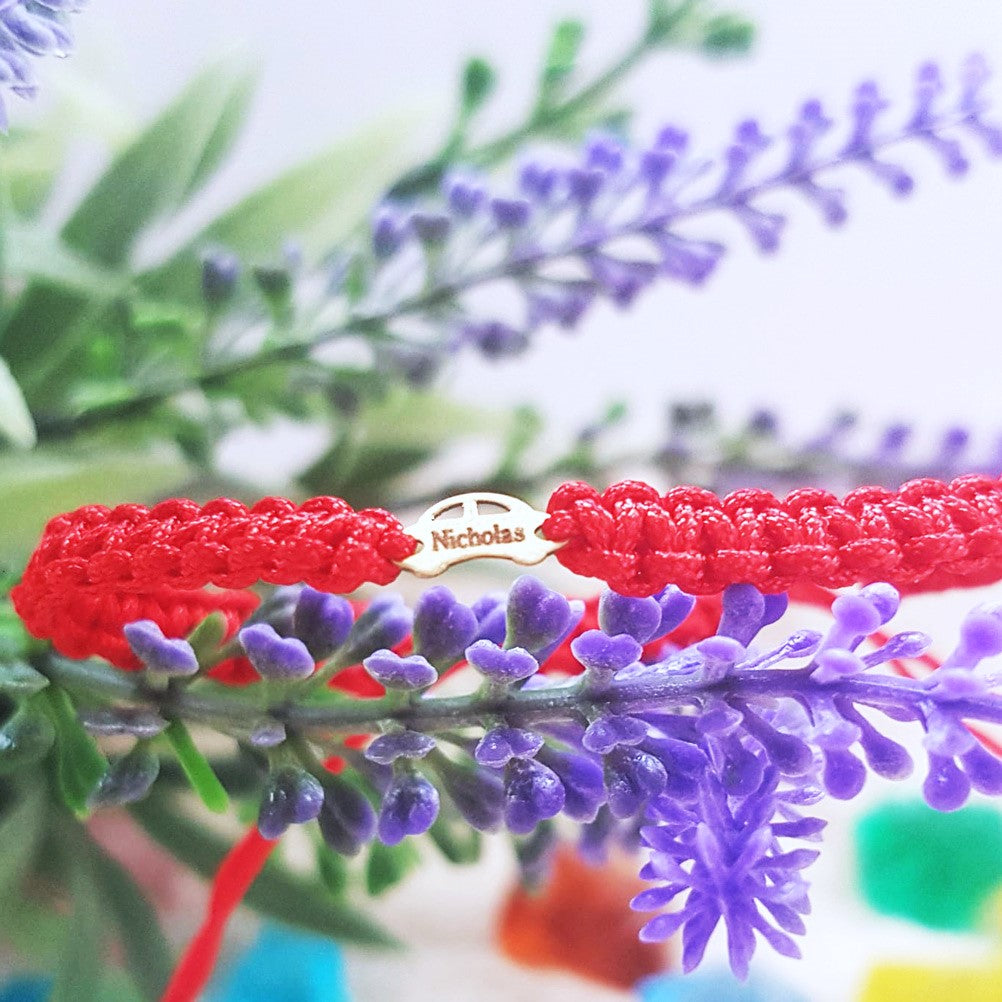 Bracciale intrecciato personalizzato - Piccola auto - Oro 14K