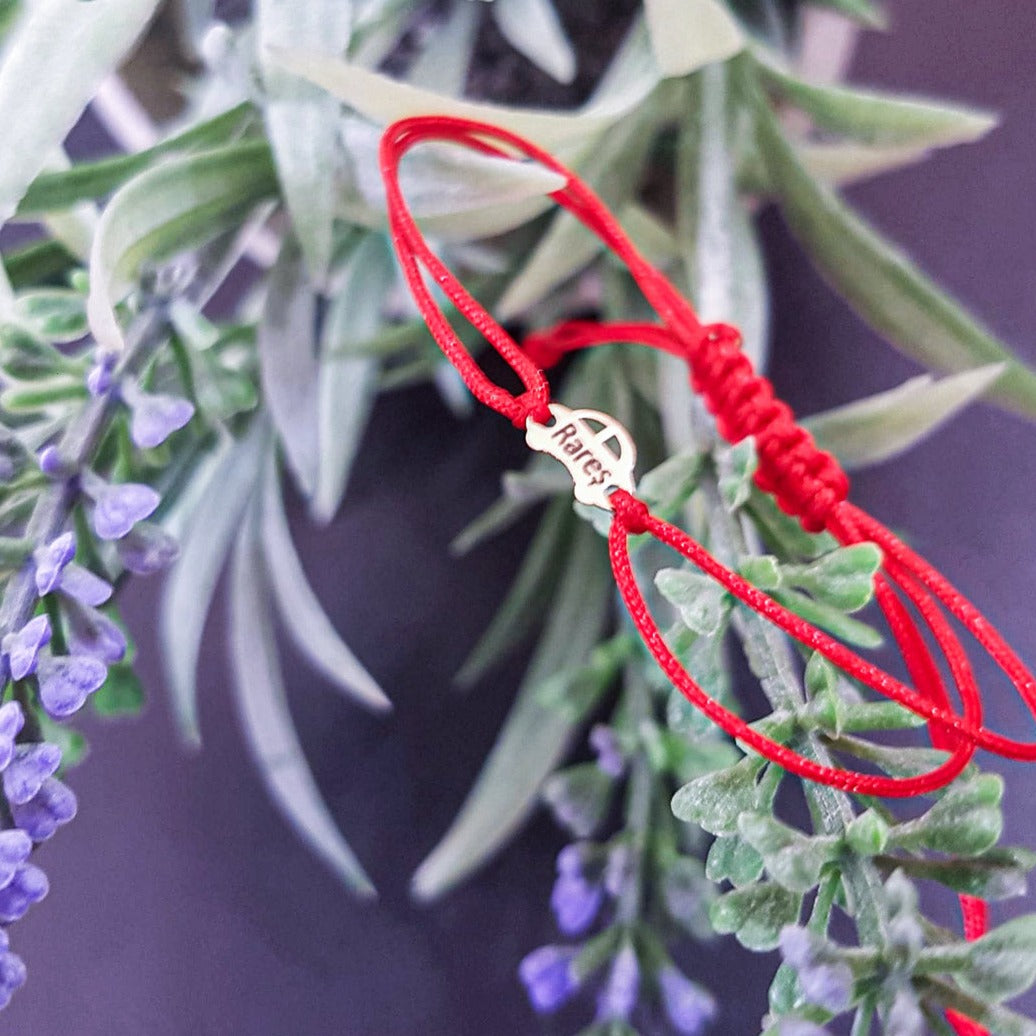 bratara impletita rosie personalizata cu nume pentru nou-nascuti pandantiv aur 14K masinuta