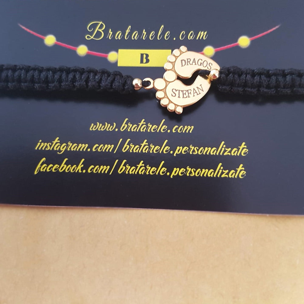 Bratara personalizata - Picioruse Argint Placat Cu Aur 24K