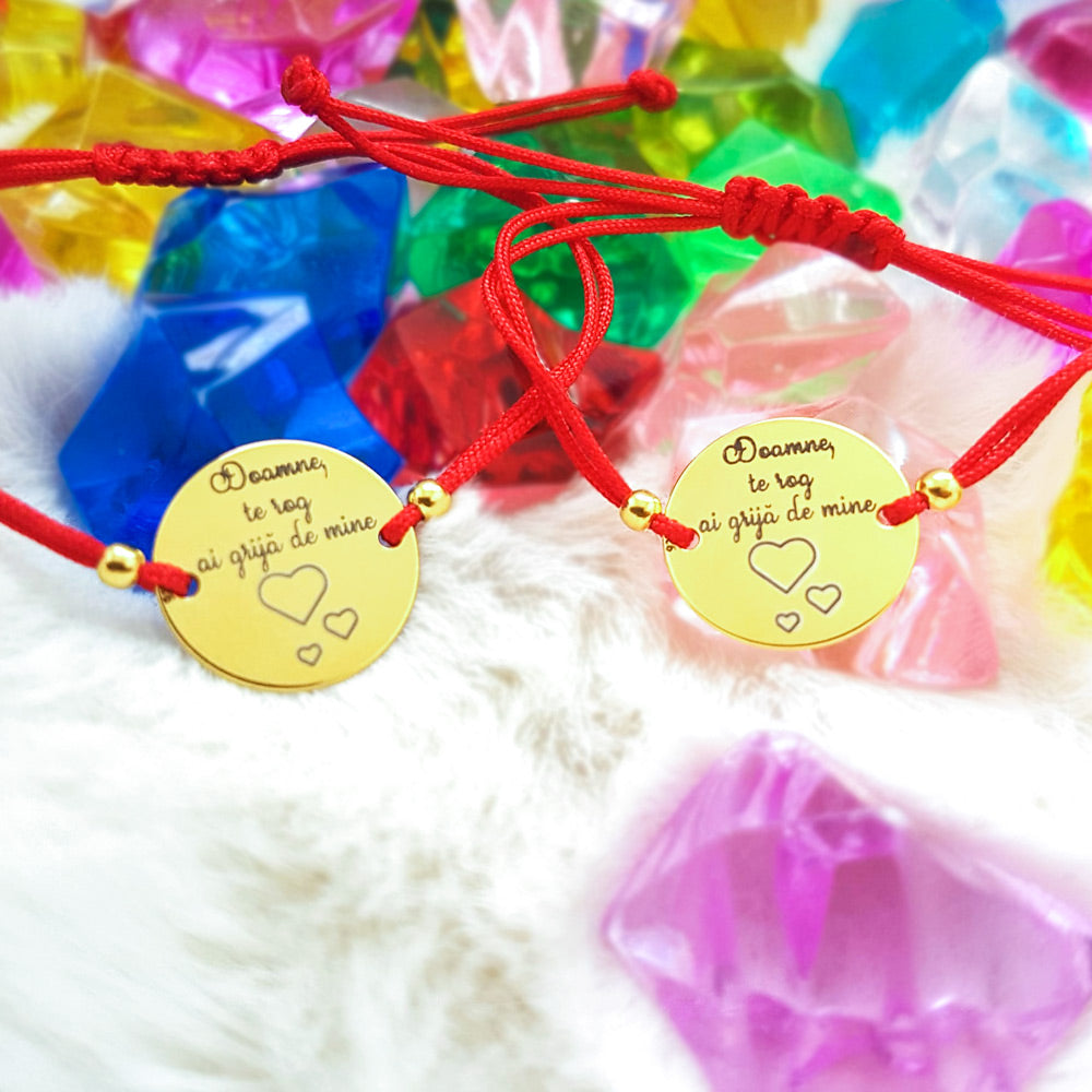 Set 2 Bratari Personalizate - Banuti 16.50mm Argint Placat Cu Aur 24K