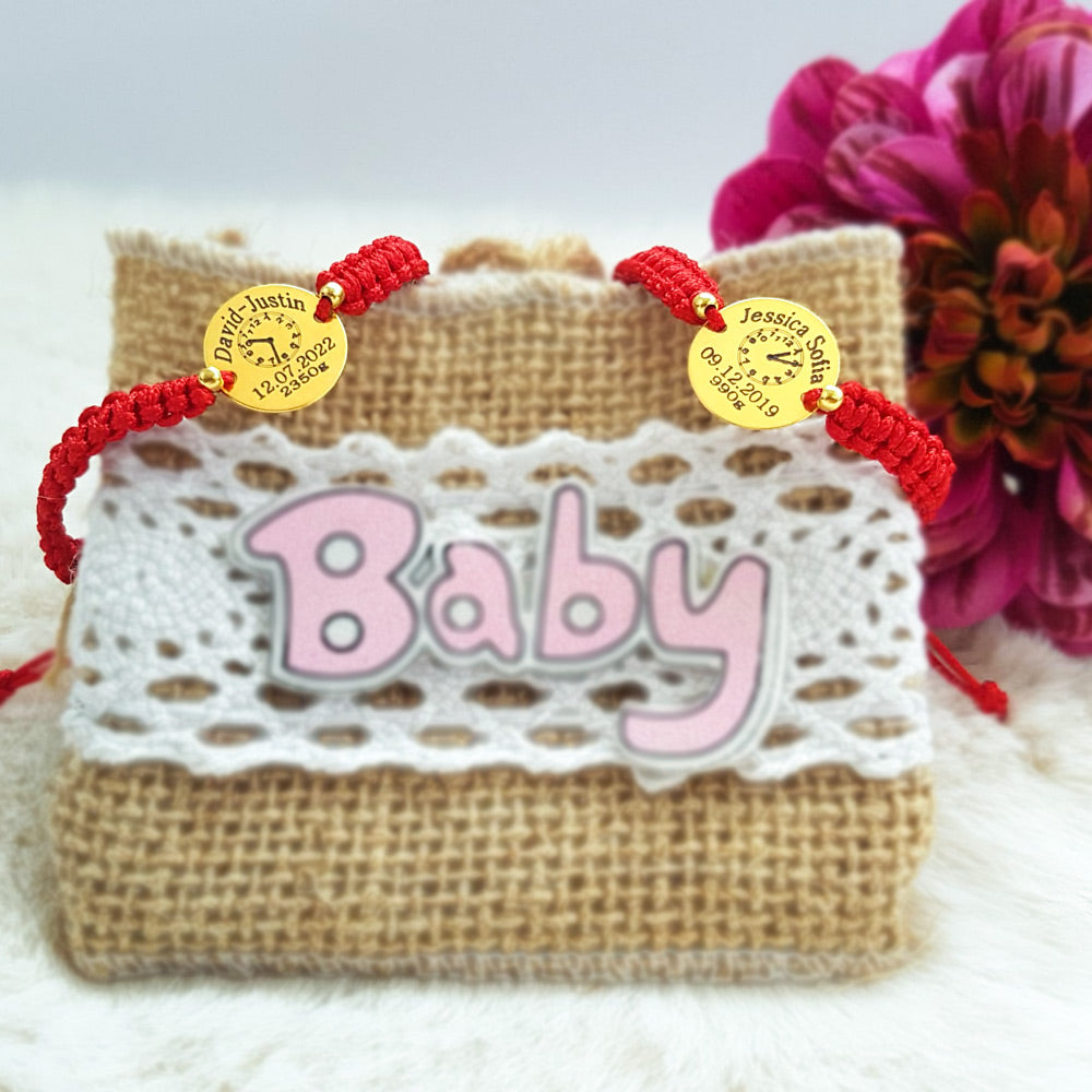 Set di 2 Bracciali Personalizzati - Ciondolo Tondo 14,50mm Placcato Argento con Oro 24K