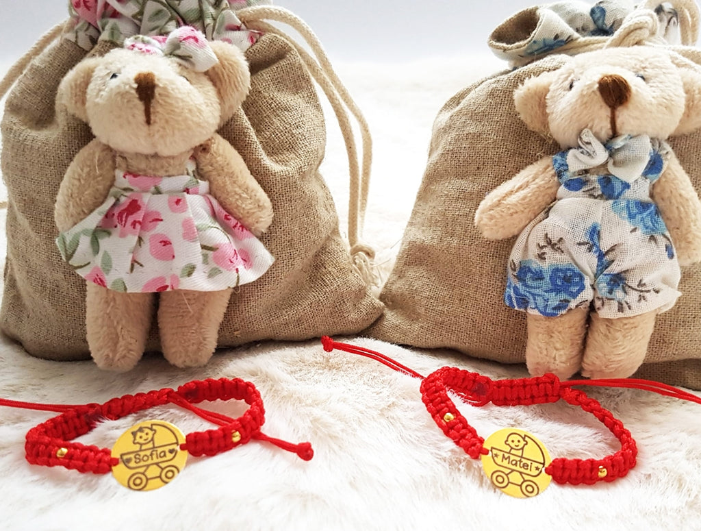 Set Bratari Impletite Personalizate - " Banut 12mm " - Pandantiv Argint Placat Cu Aur 24K